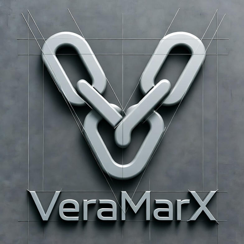 VeraMarX logo: interlocking chain-links forming a V